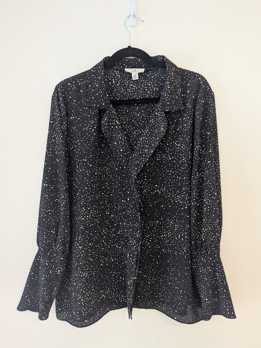 H by Halston Black & White Speckled Stars Lightweight Celestial Galactic Large